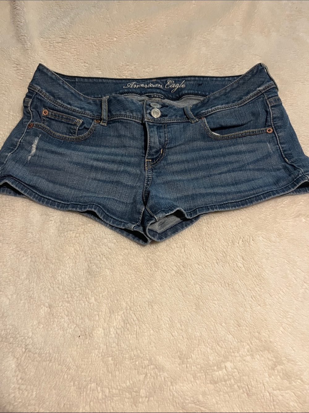 American Eagle Outfitters Dark Blue Denim Shortie Shorts Stretch